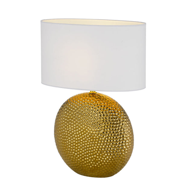 ICARIA Gold Ceramic with White Shade E27 Table Lamp