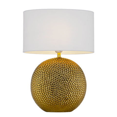 ICARIA Gold Ceramic with White Shade E27 Table Lamp