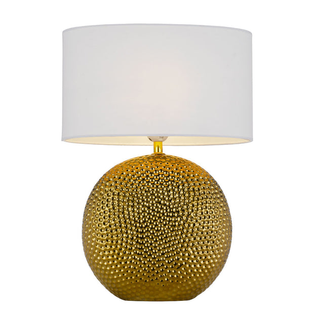 ICARIA Gold Ceramic with White Shade E27 Table Lamp