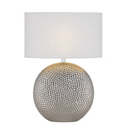 ICARIA Silver Ceramic with White Shade E27 Table Lamp