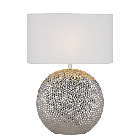 ICARIA Silver Ceramic with White Shade E27 Table Lamp