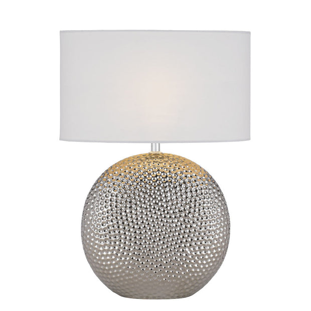 ICARIA Silver Ceramic with White Shade E27 Table Lamp