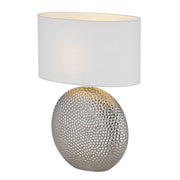 ICARIA Silver Ceramic with White Shade E27 Table Lamp