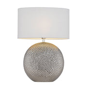 ICARIA Silver Ceramic with White Shade E27 Table Lamp
