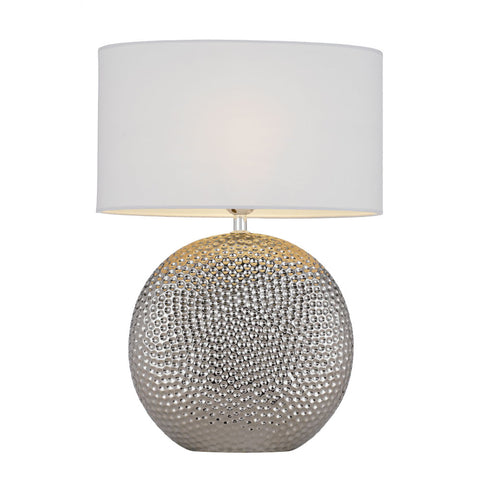 ICARIA Silver Ceramic with White Shade E27 Table Lamp