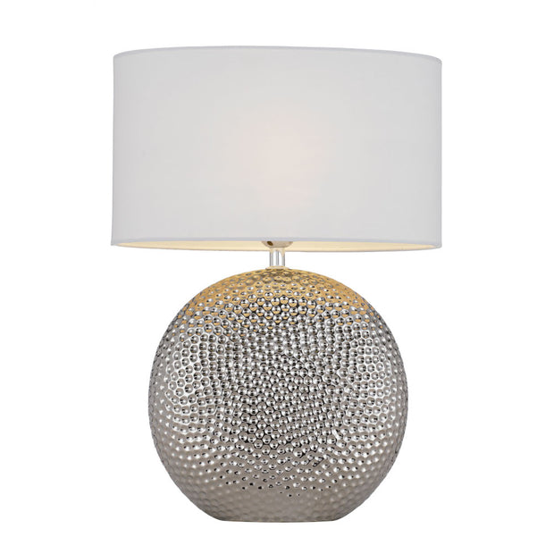 ICARIA Silver Ceramic with White Shade E27 Table Lamp