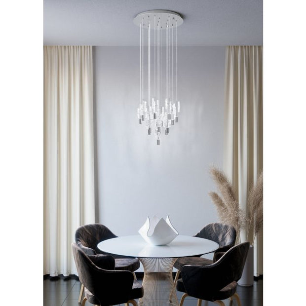 Orihuela 15 Light LED CCT Chrome and Glass Pendant