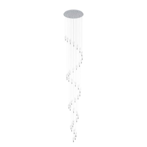 Orihuela 40 Light LED CCT Chrome and Glass Spiral Pendant