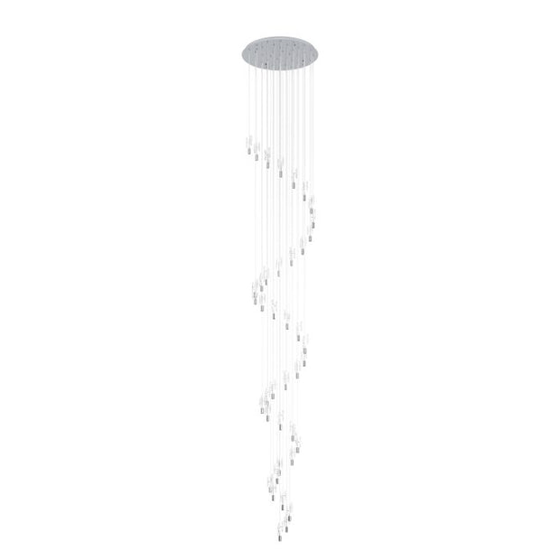 Orihuela 40 Light LED CCT Chrome and Glass Spiral Pendant