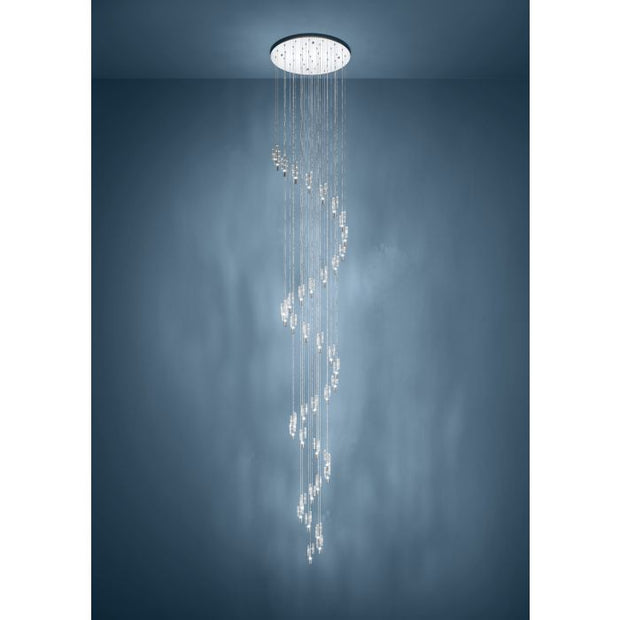 Orihuela 40 Light LED CCT Chrome and Glass Spiral Pendant