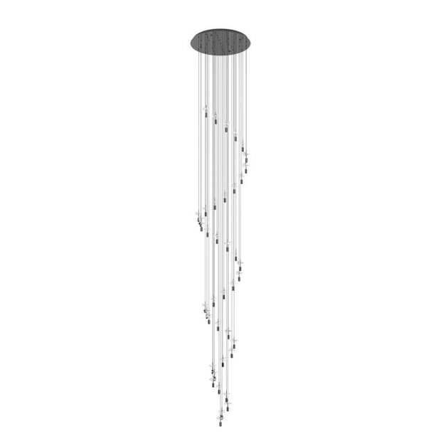 Comareira 40 Light LED CCT Gunmetal Black and Clear Glass Spiral Pendant