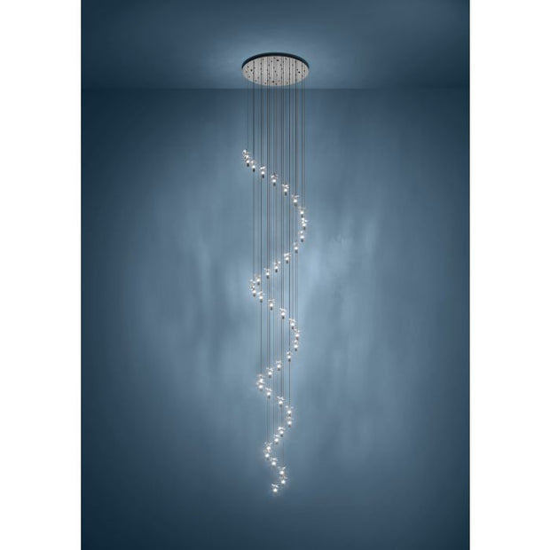Comareira 40 Light LED CCT Gunmetal Black and Clear Glass Spiral Pendant