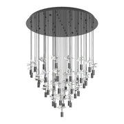 Comareira 43 Light LED CCT Gunmetal Black and Clear Glass Cluster Pendant