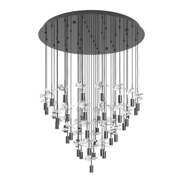 Comareira 43 Light LED CCT Gunmetal Black and Clear Glass Cluster Pendant