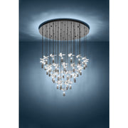 Comareira 43 Light LED CCT Gunmetal Black and Clear Glass Cluster Pendant
