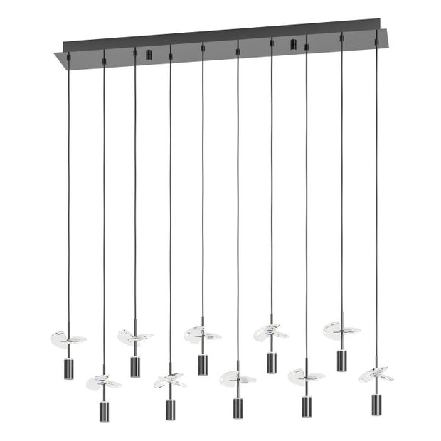 Comareira 10 Light LED CCT Gunmetal Black and Clear Glass Bar Pendant