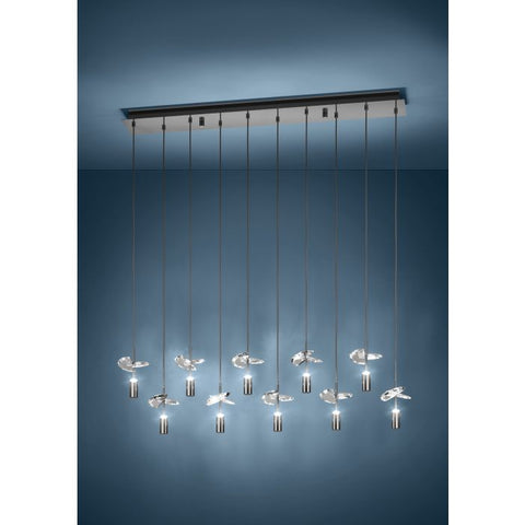 Comareira 10 Light LED CCT Gunmetal Black and Clear Glass Bar Pendant