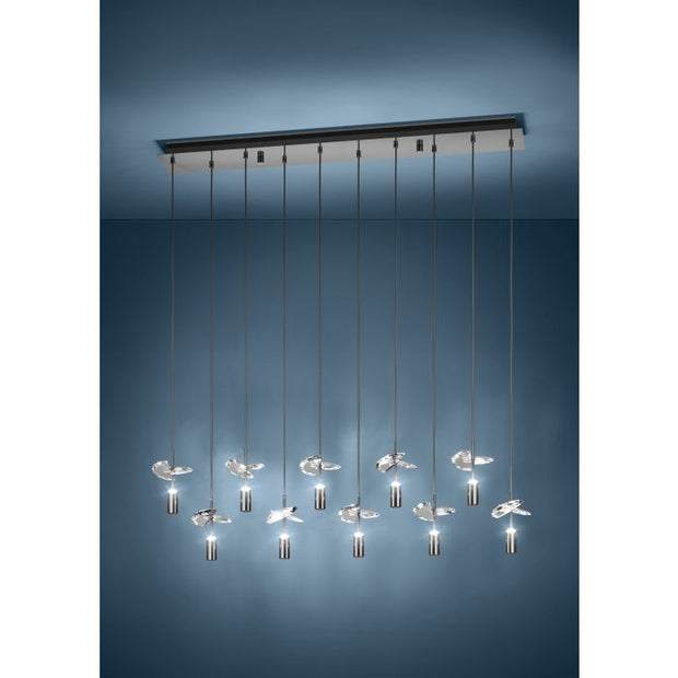 Comareira 10 Light LED CCT Gunmetal Black and Clear Glass Bar Pendant