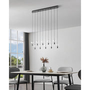Comareira 10 Light LED CCT Gunmetal Black and Clear Glass Bar Pendant
