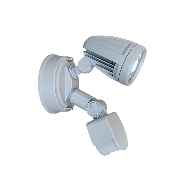 ILLUME 10w LED IP44 Silver Single with sensor Spotlight