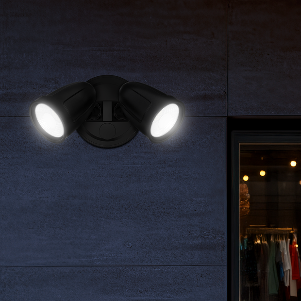 ILLUME 20w LED IP44 Black Twin Spotlight