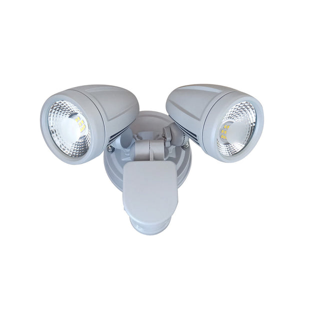 ILLUME 20w LED IP44 Silver Twin with Sensor Spotlight
