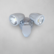 ILLUME 20w LED IP44 Silver Twin with Sensor Spotlight