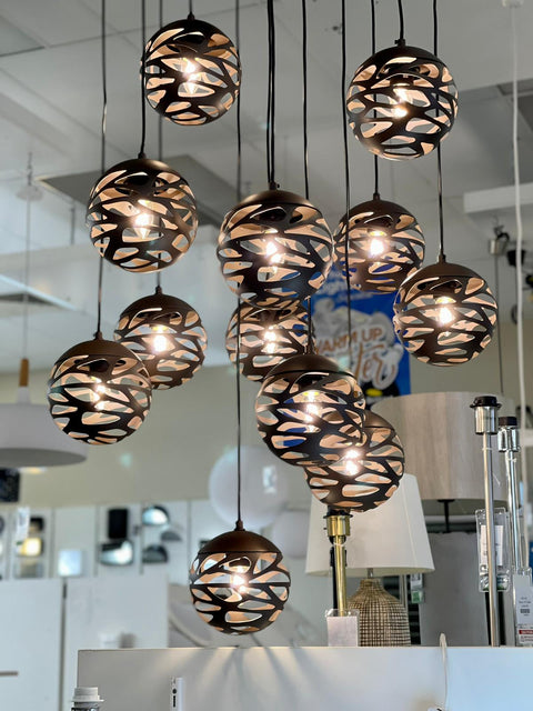 Orb 18 Light Cluster Pendant Black