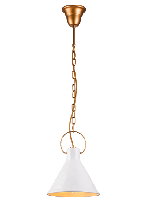Ivy 1lt Porcelain Pendant White with Gold