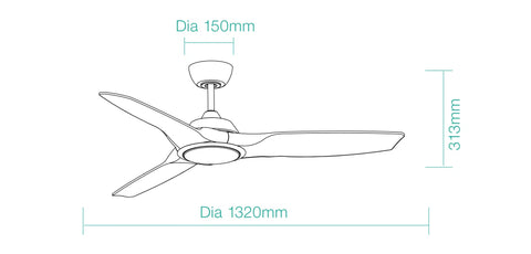 Impact DC 52 Smart Ceiling Fan White with Dimmable CCT LED Light