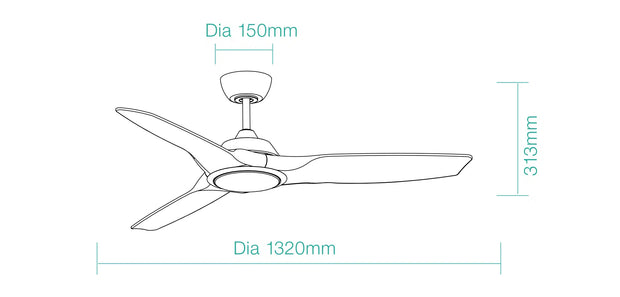 Impact DC 52 Smart Ceiling Fan Black with Dimmable CCT LED Light