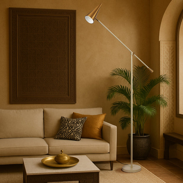 Jibara Floor Lamp Beige with Brass