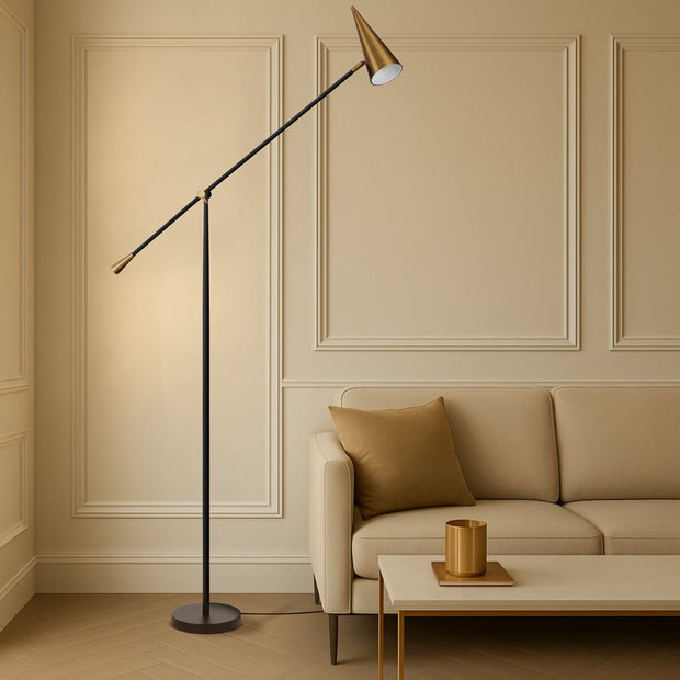 Jibara Floor Lamp Black with Brass