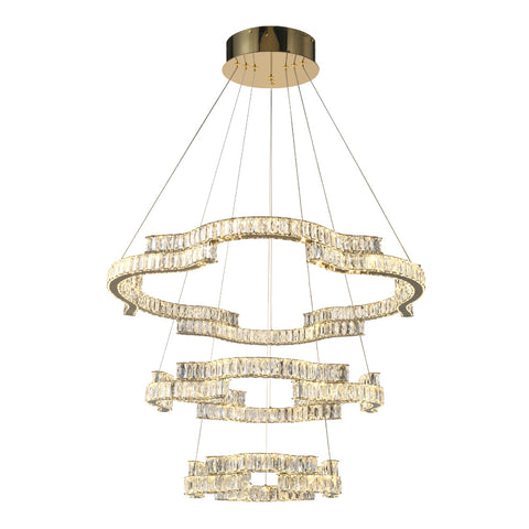 Jura 180w CCT Dim LED 3 Tier Pendant Gold with Remote