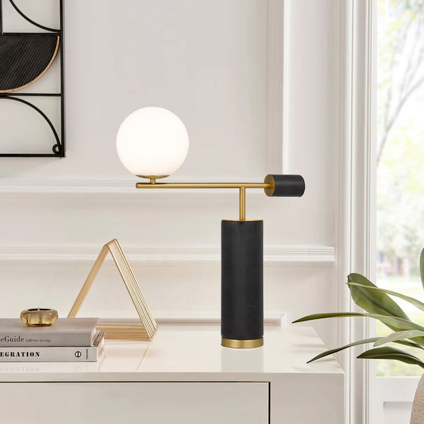Justina Table Lamp Black and Opal