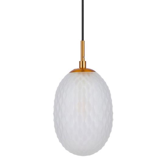 Kathal Pendant Frosted Dimpled Ellipse Glass with Brass