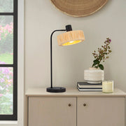 Katrin Table Lamp Black with Natural Raffia