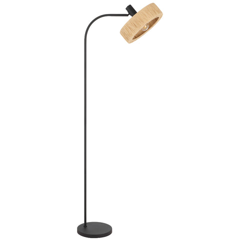 Katrin Floor Lamp Black with Natural Raffia