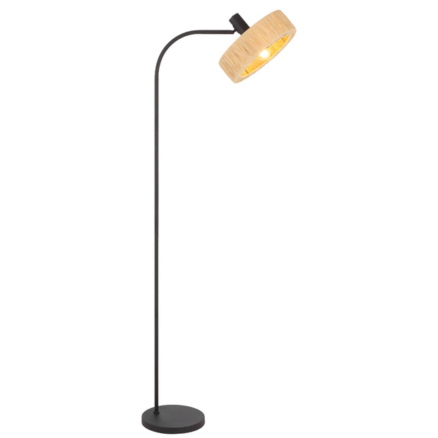 Katrin Floor Lamp Black with Natural Raffia