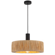 Katrin Pendant Black with Natural Raffia