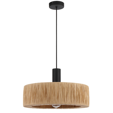 Katrin Pendant Black with Natural Raffia