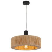 Katrin Pendant Black with Natural Raffia