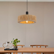 Katrin Pendant Black with Natural Raffia