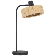 Katrin Table Lamp Black with Natural Raffia