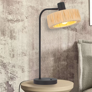 Katrin Table Lamp Black with Natural Raffia