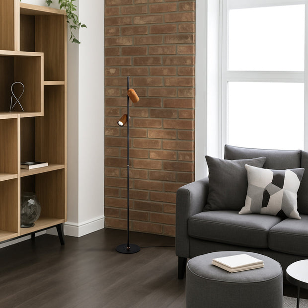 Kindle Black and Wood Floor Lamp 2 Light