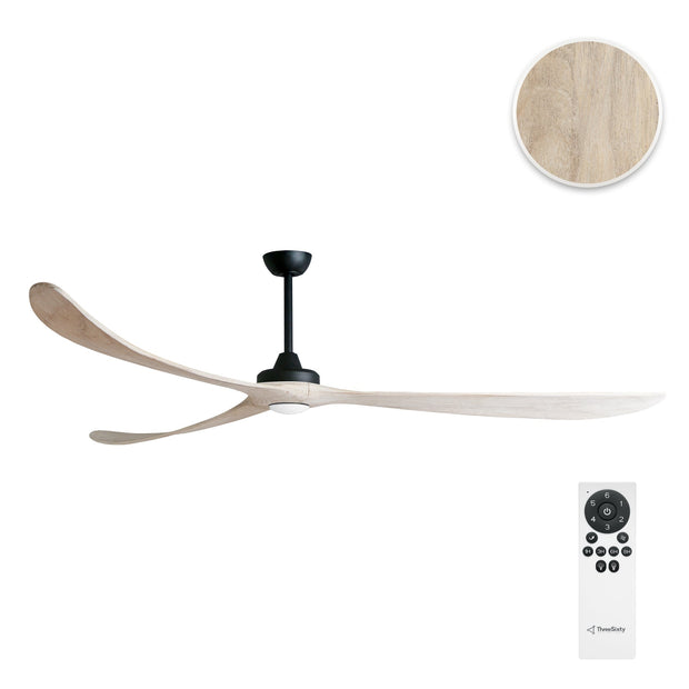 KIRRA DC 100IN/254CM BLACK/WEATHERED OAK BLADES+17W LED