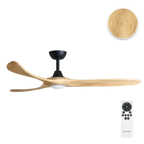 KIRRA DC 60IN/152CM BLACK/NATURAL BLADES+17W LED