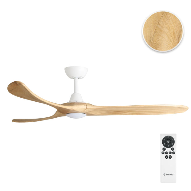 KIRRA DC 60IN/152CM WHITE/NATURAL BLADES+17W LED