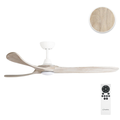 KIRRA DC 60IN/152CM WHITE/WEATHERED OAK BLADES+17W LED